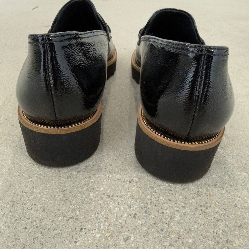 Paul Green Natasha LF Black Crinkled Patent Leather Loafers - Size 7.5 - Picture 6 of 9